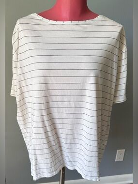 Lululemon W’s Back in Action SS, ‘Short Serve Stripe White Black’, size 10